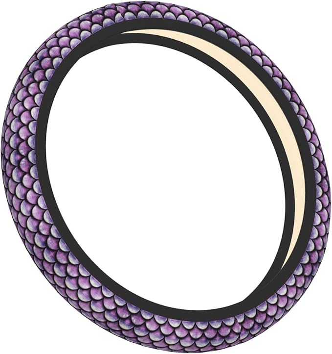 Purple Mermaid Scales Neoprene Steering Wheel Covers Women Men Car Accessories, Universal 15 Inch Fit Auto, Suvs, Truck