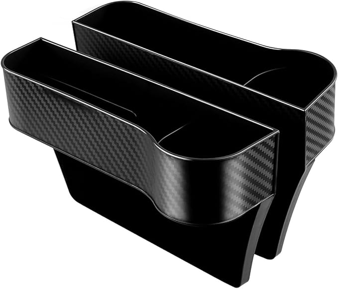 Leather Multifunctional Car Seat Organizer, Cars Seat-Gap Filler with Cup Holder, Multipurpose Backseat Car Seats Organizer Front Seats, Auto Storage Bag for Cars Console Side (Black,Left+Right seat)