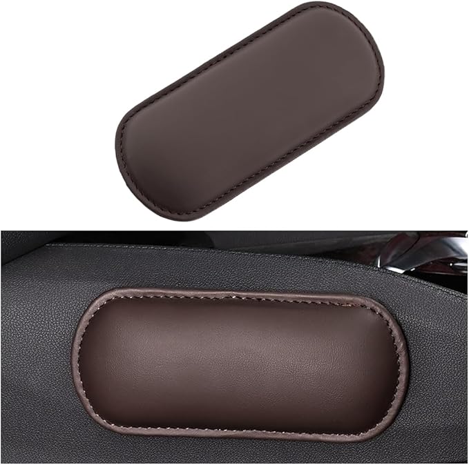 Car Knee Cushion, Leather Memory Foam Vehicle Center Console Knee Rest Cushion Pad, Soft Comfort Auto Door Armrest Leg Elbow Support Pillow, Universal for Vehicles (Brown)