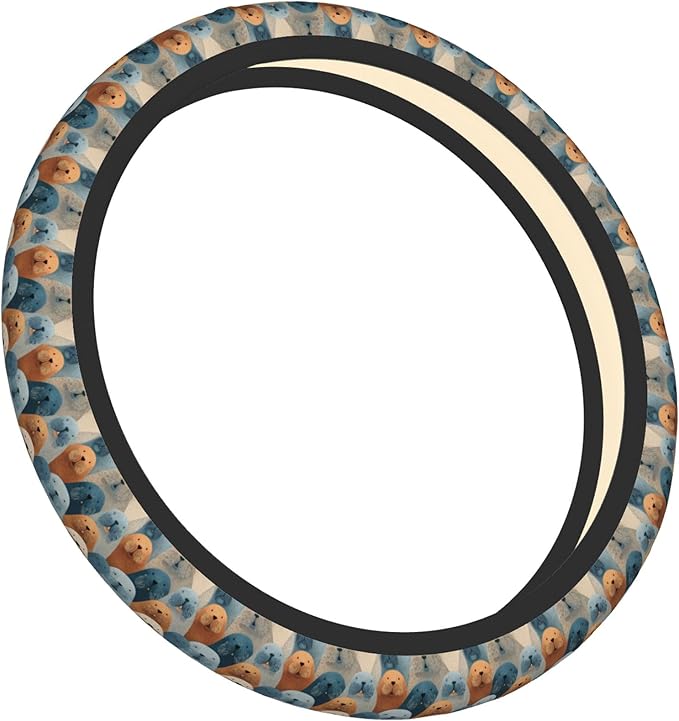Car Steering Wheel Cover 15 Inch Leather Breathable Universal Auto Steering Wheel Protector Fit Auto Suvs Van Truck - Playful Walrus Wonders 2