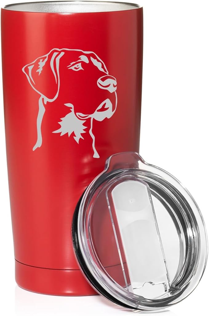 Smooth Body Tumbler Stainless Steel Vacuum Insulated Travel Mug Cup Gift Great Dane Face (Red, 20 oz)
