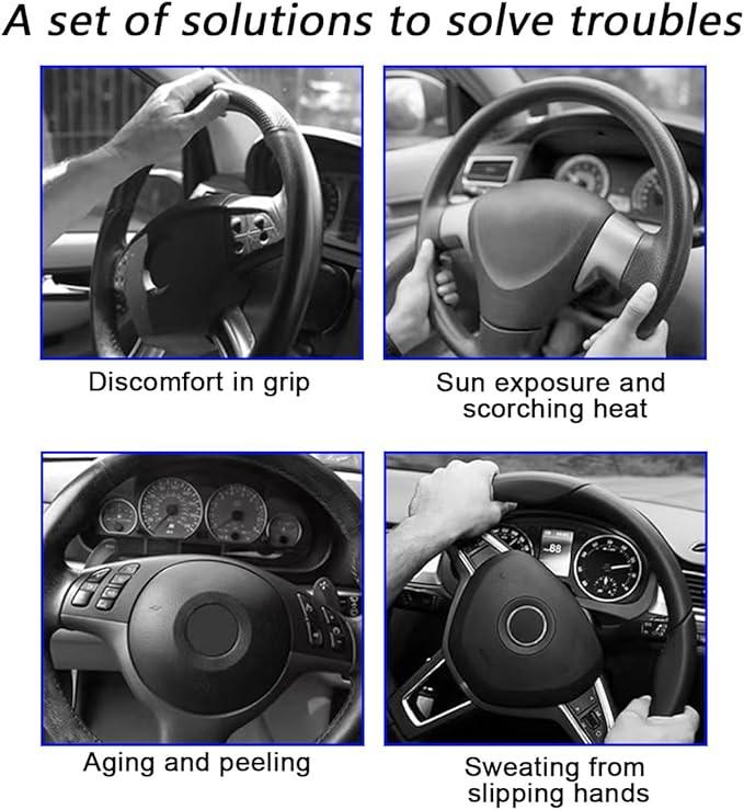 Car Steering Wheel Cover, Anti-Slip Soft Silicone Automotive Steering Wheel Protector, Comfortable Vehicle Steering Wheel Protective Accessories, Universal for RV, SUV, Truck (Black)