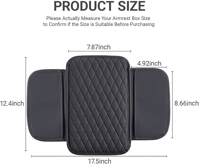 Car Armrest Storage Mat for Cadillac CT5 2019 2020 2021 2022 2023 2024 2025, Leather Car Center Console Cover pad Arm Rest Cushion Protector with Storage Bags Accessories,Grey