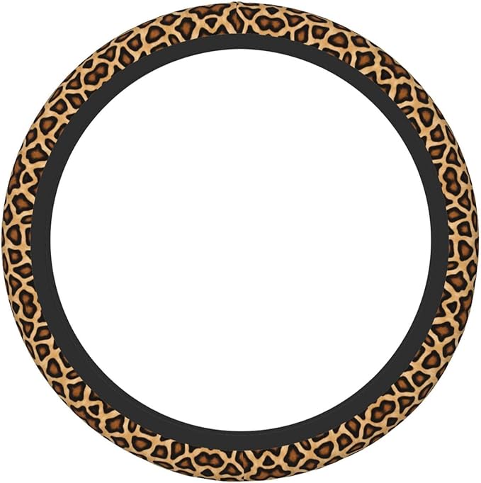 Leopard Pattern Print Universal Fit Steering Wheel Cover for Car, Truck, and SUV, Durable Steering Wheel Protection