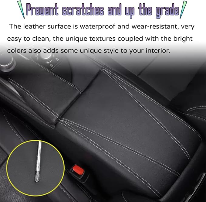Custom Interior Accessories For Lexus RX 350 350L 450h 450hL 2015 2016-2022 PU Leather Center Console Armrest Box Cover Armrest Cushion Central Armrest Protector Pad(Black With Black Stitching)