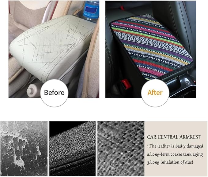 Car Center Console Cover,Boho Car Accessories Car Armrest Box Pad for Comfortable Support,Universal Armrest Cover for Car Truck SUV Center Console,Car Decorations Interior Aesthetic (Armrest cover-B)