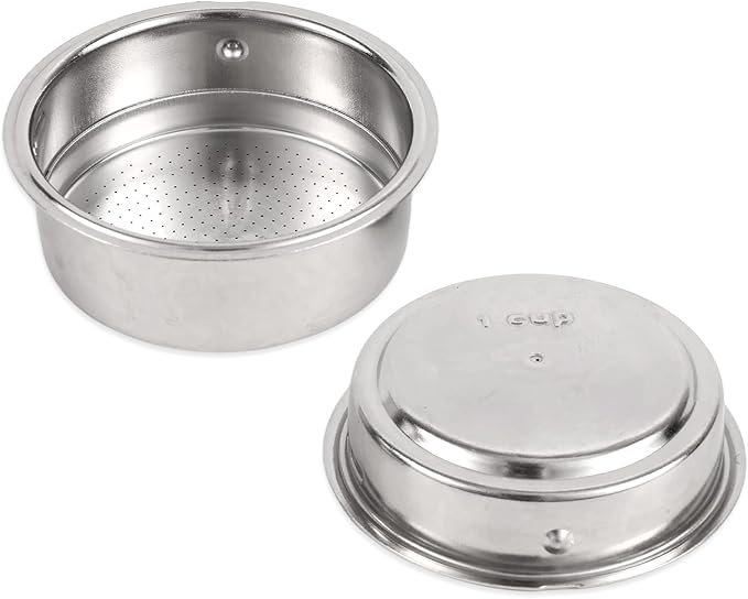 2pcs 51mm Portafilter Basket, Stainless Steel Pressurized Espresso Coffee Filter Basket for 51mm Espresso Machines (1 Cup + 2 Cup Capacity)
