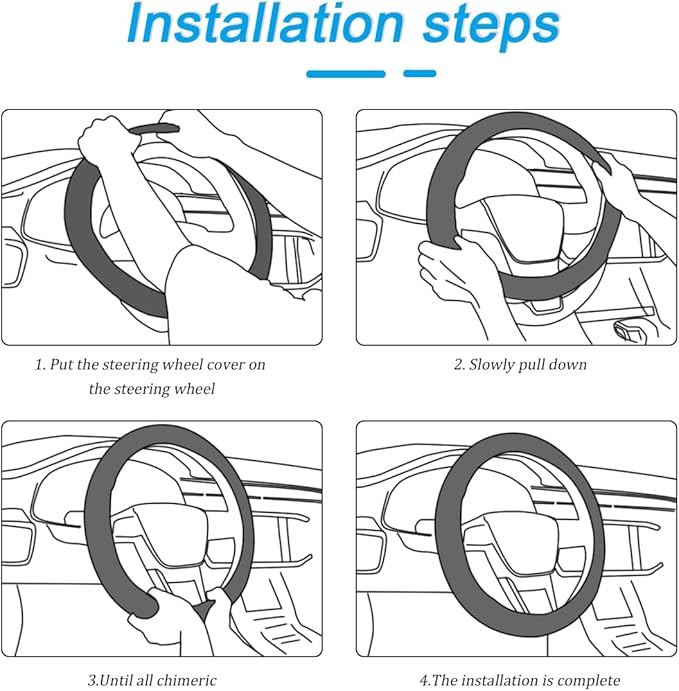 Car Steering Wheel Cover, Leather Elastic No Inner Ring Vehicle Steering Wheel Protector for 14.5-15Inch, Anti Slip Auto Interior Protection Accessories, Universal for SUV Sedan Truck (Gray)