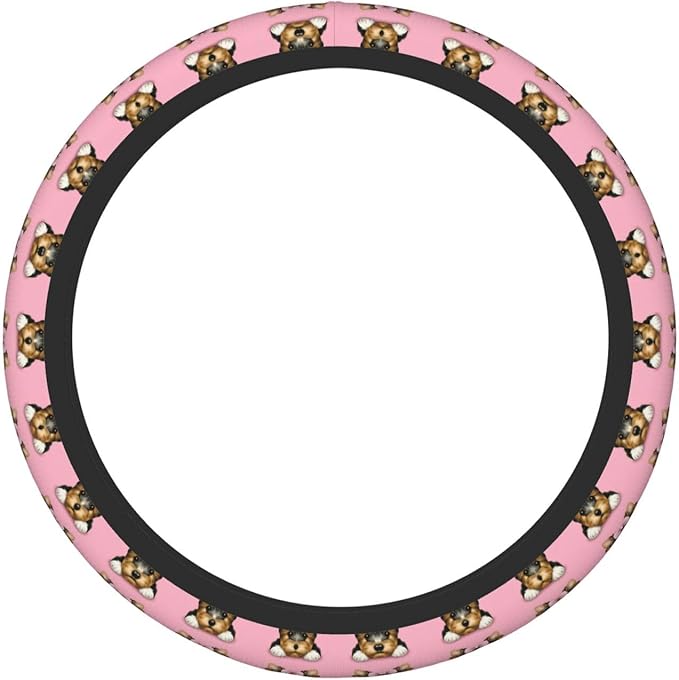 Neoprene Steering Wheel Cover Puppy Dogs Car Steering Wheel Cover Universal Fit for Most Cars