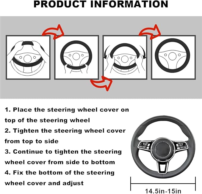 Bling Soft Leather Steering Wheel Cover, 15" Anti-Slip Sparkly Crystal Auto Elastic Steering Wheel Protector for Women Girl, Colorful Diamond Car Interior Accessory for Most Cars (Purple)