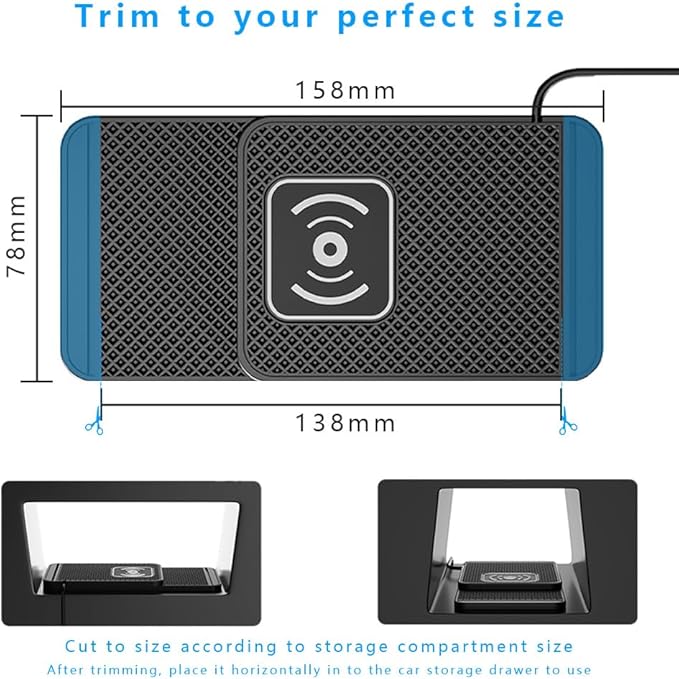 Wireless Charging Pad for Car for Acura MDX 2001-2020 2022-2026, Non-Slip Type C/USB 20W Fast Phone Charging Pad DIY Trim-to-Fit No Interior Damage,A&USB