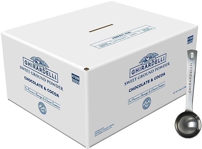 Ghirardelli Sweet Ground Chocolate & Cocoa Gourmet Powder, 10 lb Box with Ghirardelli Stamped Barista Spoon