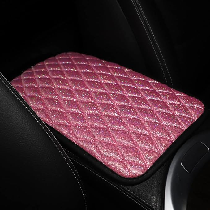 Universal Armrest Cover 32 * 19cm Car Center Console Armrest Cushion Center Armrest Pad Bling Glitter Car Armrest Protection Car Center Console Pad for SUV/Truck/Vehicle Armrest Mat