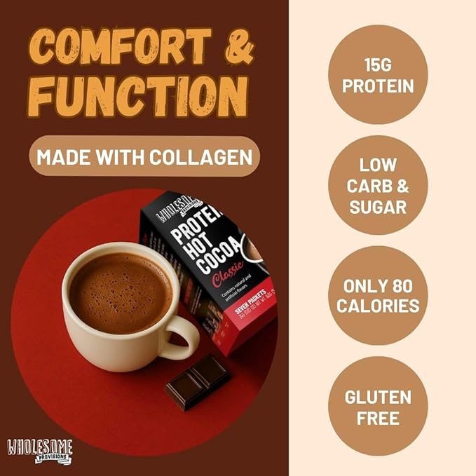 Protein Hot Chocolate, Keto Hot Chocolate Mix, Low Carb Hot Cocoa, 15g Protein, 3g Net Carbs, Low in Sugar, Instant Hot Coco, 7 Individual Macro-Controlled Packages (Classic, 1 Pack)