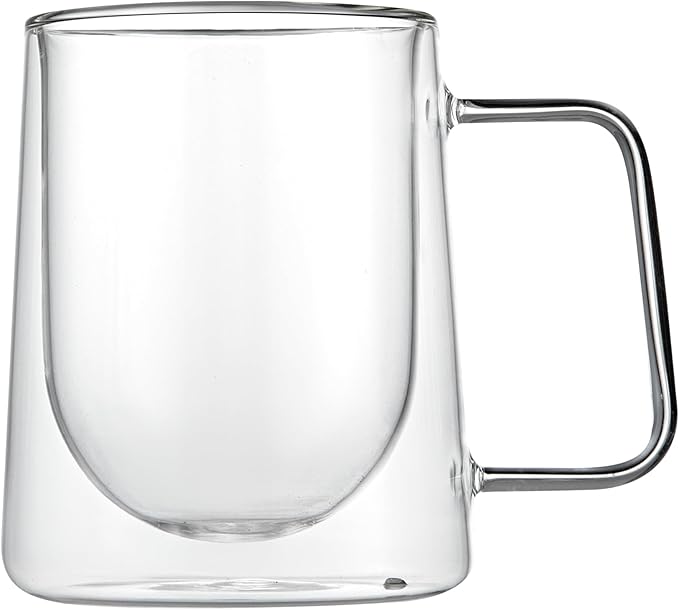 Restaurantware Glass Espresso Cups 12 Count 10 Ounces Borosilicate Double Wall Glass Coffee Mugs Insulated Clear Tea Drinkware for Hot or Cold Beverages