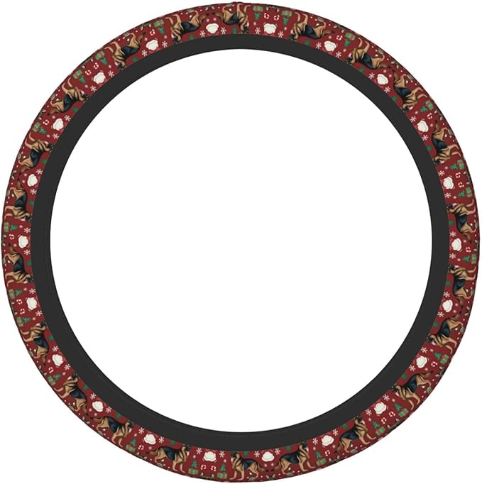 German Shepherd Dogs Christmas Universal Fit Steering Wheel Cover for Car, Truck, and SUV, Durable Steering Wheel Protection