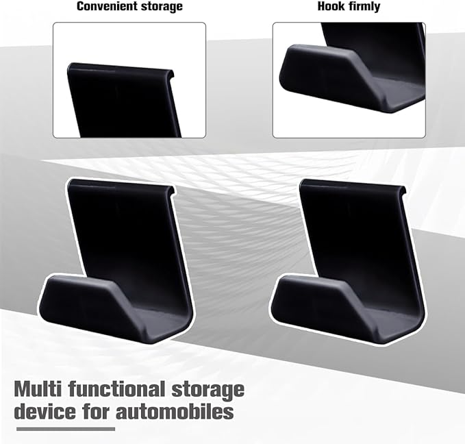 2PCS Car Co-Pilot Glovebox Hooks, Front Passenger Seat Glovebox Storage Hanger for Purse Key Umbrella Cable, Multifunctional Glove Compartment Holder Organizer Hook, Universal Fit (Black)