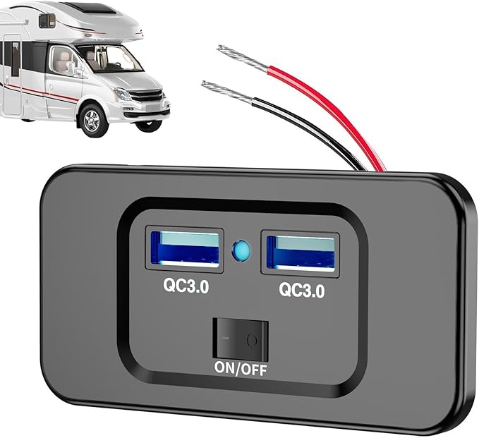 USB Socket for - 12 V USB Port, Phone Charger for | 72 W High Power USB Socket, QC 3.0 Fast Charging Ports, Multi-Port Car Socket Adapter for Motorcycle Trucks