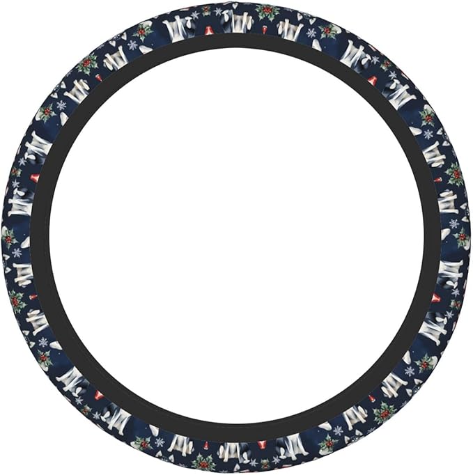 Siberian Husky Christmas Dog Neoprene Steering Wheel Covers Women Men Car Accessories, Universal 15 Inch Fit Auto, Suvs, Truck