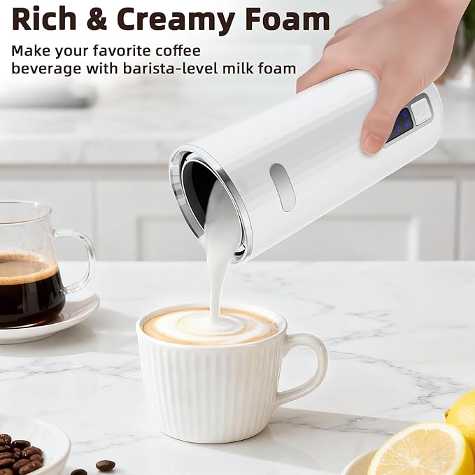 Milk Frother, 6-in-1 Electric Milk Steamer, 8.5oz/250ml Automatic Warm and Cold Foam Maker and Milk Warmer for Latte, Cappuccinos, Macchiato, From the Makers of Instant 400W, White