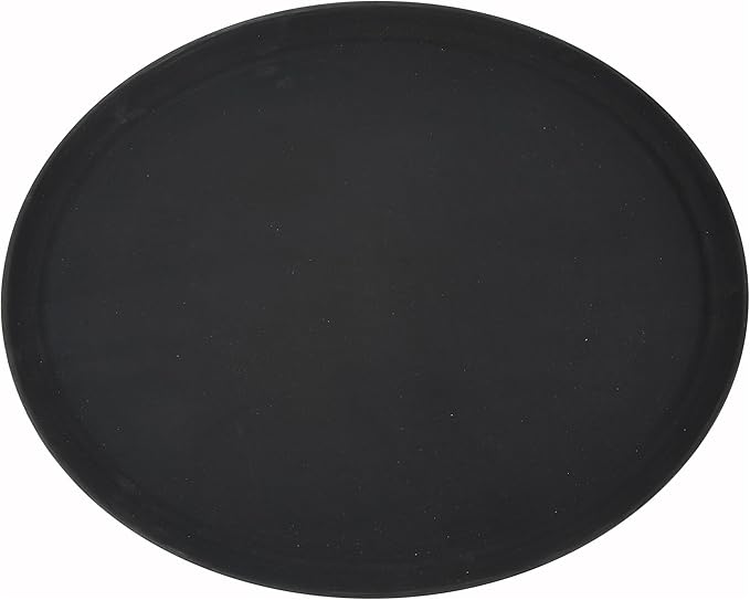 Winco 26" x 22" Premium Fiberglass Tray, Non-slip, Black, Oval