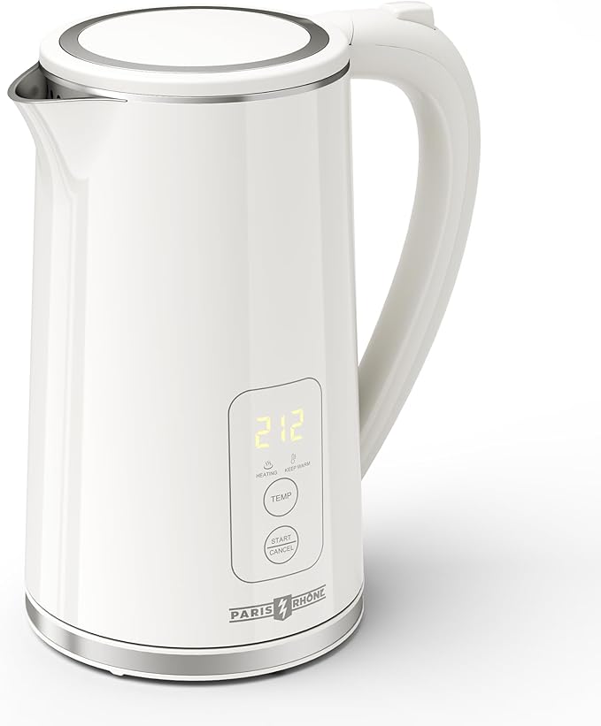 Electric Tea Kettle, PARIS RHÔNE1.7L Temperature Control Electric Kettle, 4H Keep Warm Water Boiler with 6 Presets, LED Screen Electric Kettles for Boiling Water, Boil-Dry Protection, BPA Free