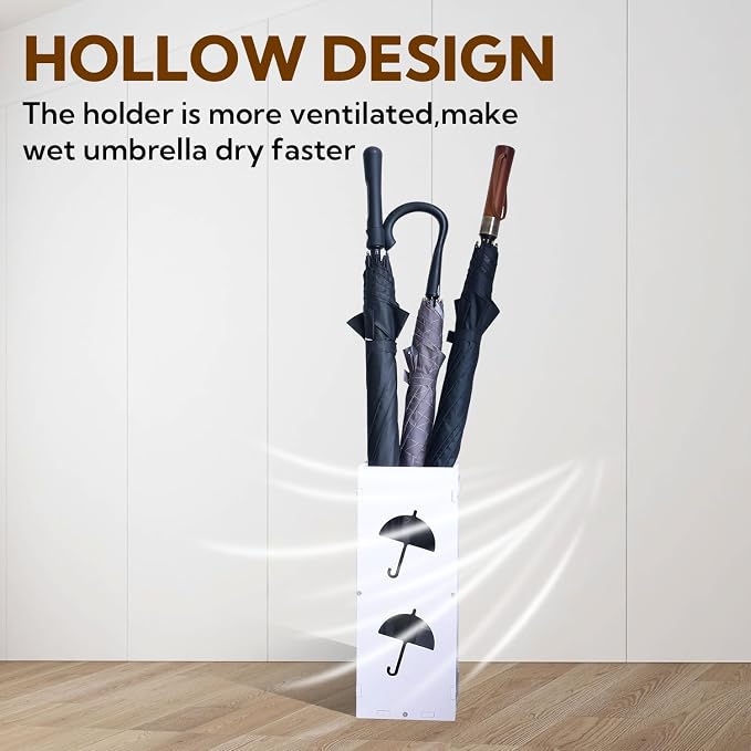 White Square Umbrella Organizer, Umbrella Stand for Entryway, Storage Bin Freestanding for Home, Office, Hotel