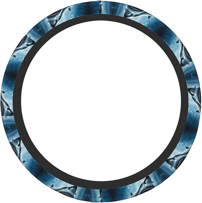 Oceans-Shark Neoprene Steering Wheel Covers Women Men Car Accessories, Universal 15 Inch Fit Auto, Suvs, Truck