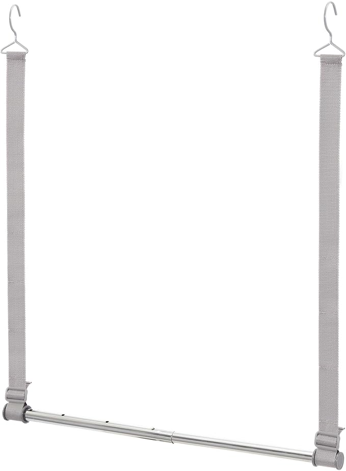 STORAGE MANIAC Hanging Closet Rod, Adjustable Width and Height Closet Hanging Organizer, Space-Saving Clothes Hanging Bar, Closet Extender Hanging Rod Double Closet Hanging Rod, 1 Pack Webbing