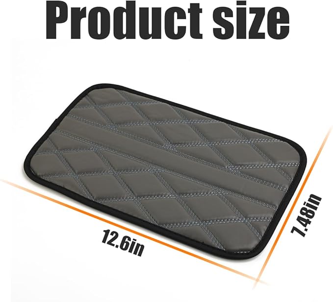 Car Center Console Cushion Pad, Leather Waterproof Vehicle Armrest Seat Box Cover, Comfortable Automotive Interior Arm Rest Protector Accessories, Universal for SUV, Sedan, Truck (Gray)