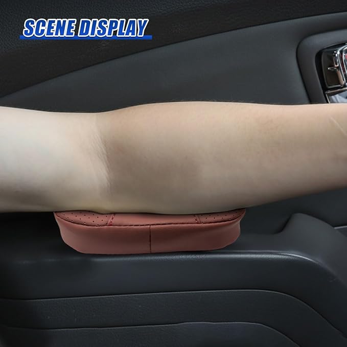Car Knee Cushion, Leather Memory Foam Auto Center Console Arm Rest Pad, Soft Comfort Car Door Elbow Protective Cushion, Breathable Vehicle Interior Leg Support Pillow for Most Cars (Red)