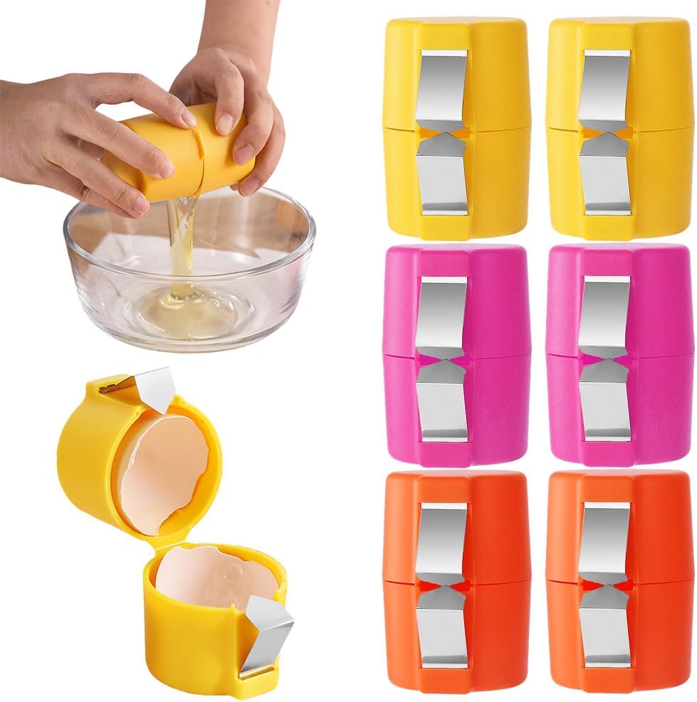 Stainless Steel Egg Shell Opener, 2025 New Egg Shell Cutter Egg Shell Separator for Raw Eggs Gadgets, Multifunctional Egg Cutter Egg Cracker Separator for Home Kitchen (Red)