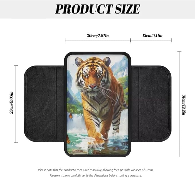 Boatee Tiger Console Cover Car Center Console Cover Auto Arm Rest Pad Armrest Organizer Car Accessories Interior Set Vehicle Console Cushion Armrest Box Pad Universal Armrest Storage Box Mat Blue