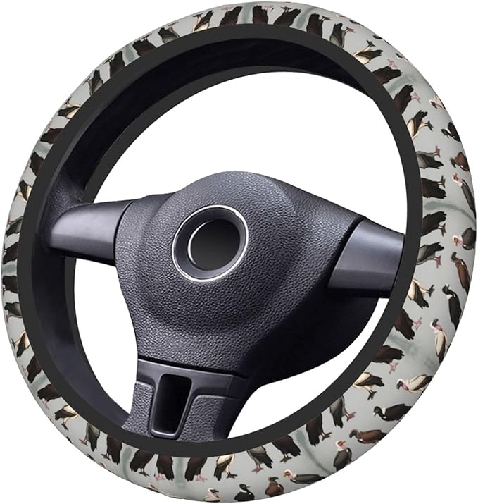 Vultures of The World Vulture Universal Fit Steering Wheel Cover for Car, Truck, and SUV, Durable Steering Wheel Protection
