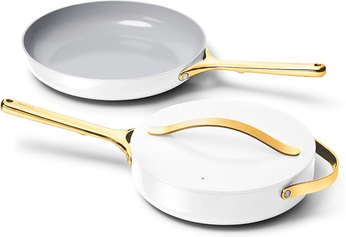 Caraway 12in Fry Pan + 10in (3qt) Saute Pan Duo White