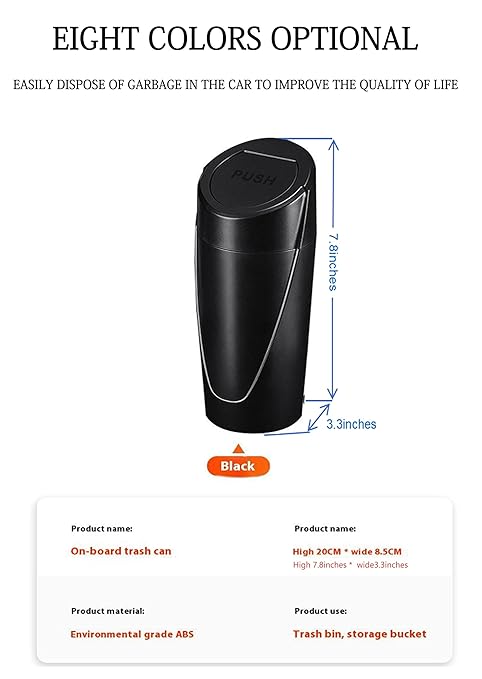 Car Trash Can Bin with Lid - 2 Packs CarTrash Bin-Car Trash Can Cup Holder-Mini Trash Garbage Can with 30pcs Small Trash Bags-Car Organizer Storage for Front Back Seat Accessories (Black)