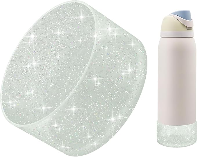 Protective Glitter Silicone Boot Compatible with Owala 24oz 32oz 40oz, Bling Cup Sleeve Bottom Bumper Cover Compatible with Owala FreeSip, Twist, or Flip Stainless Steel Water Bottles