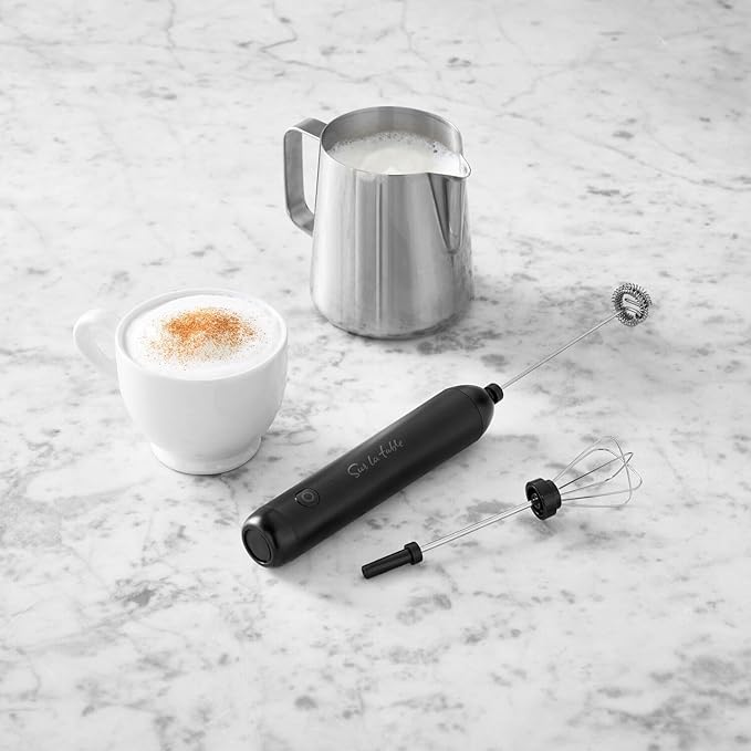 Sur La Table Rechargeable Milk Frother & Whisk, Black