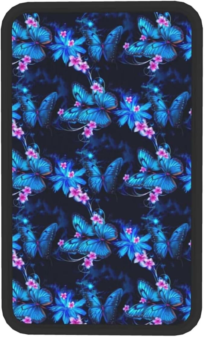 Butterflies Auto Center Console Armrest Cover Cushion Butterfly Arm Rest Seat Box Pad Protector Blue Pink Floral Car Decor Accessories