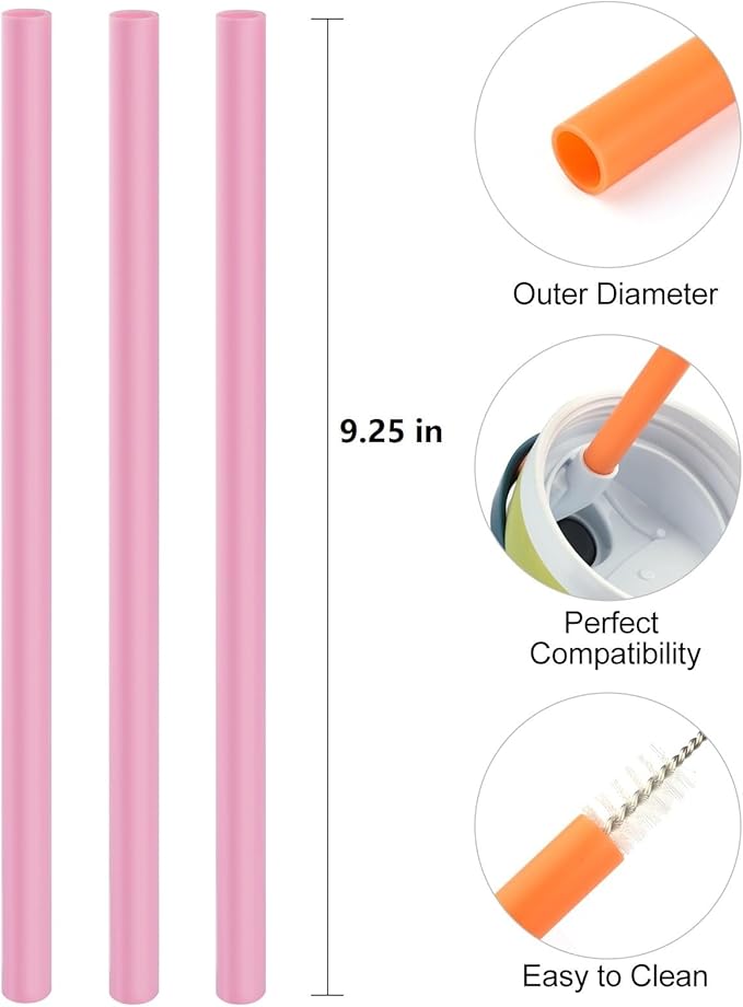 Replacement Straws Compatible with Owala FreeSip,Free sip Sway 40 Oz Water Bottle,Replacement Parts for Owala FreeSip 40 Oz Tumbler Include 6 BPA-FREE Straw and 1 Cleaning Brush,Pink