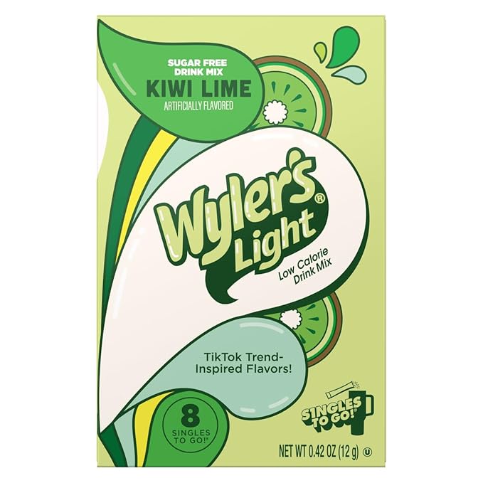 Wyler's Light Kiwi Lime- Singles to Go Powdered Drink Mix - Pack of 3-8 Per Box 24 Total Servings - Delicious Tasting Kiwi Lime Flavor
