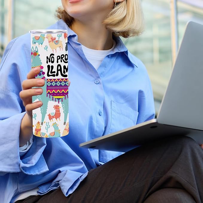 Llama Gifts, 20 Oz Straight Skinny Tumblers, Stainless Steel Tumbler, Double Wall Vacuum Travel Mug, Llama Animal Coffee Cup, Insulated Coffee Mug Thermal Cup for Home, Office, Outdoor
