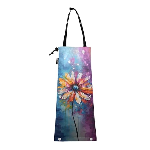 ALAZA Hanging Car Trash Bags Garbage Bag Trash Can for Back Seat Small Oilpainting Flower Washable Storage Bag Retractable 2 Pack