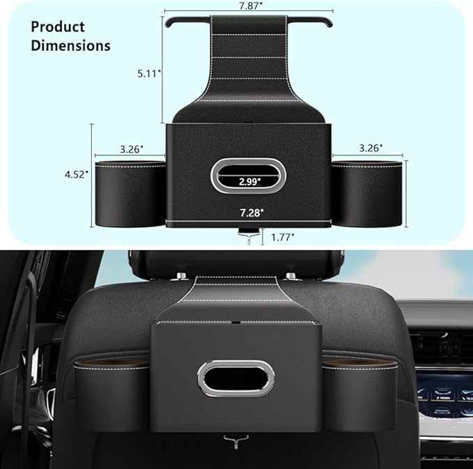 Tumecos Car Seat Back Storage Box,Backseat Organizer with Cup Holder, Large Capacity Storage Box, Waterproof Drink Holder，Car Rear Seat Storage Pocket Universal for Most Vehicles
