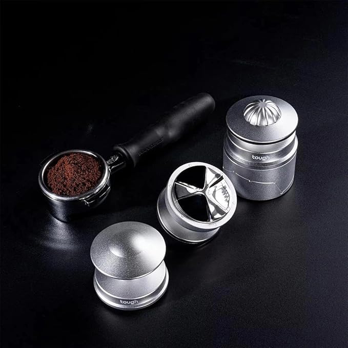 Coffee Distributor 58.5mm, Gravity Adaptive Espresso Distribution Tool，Adjustable Height Coffee Leveler for 58mm Portafilters, Matte Silver