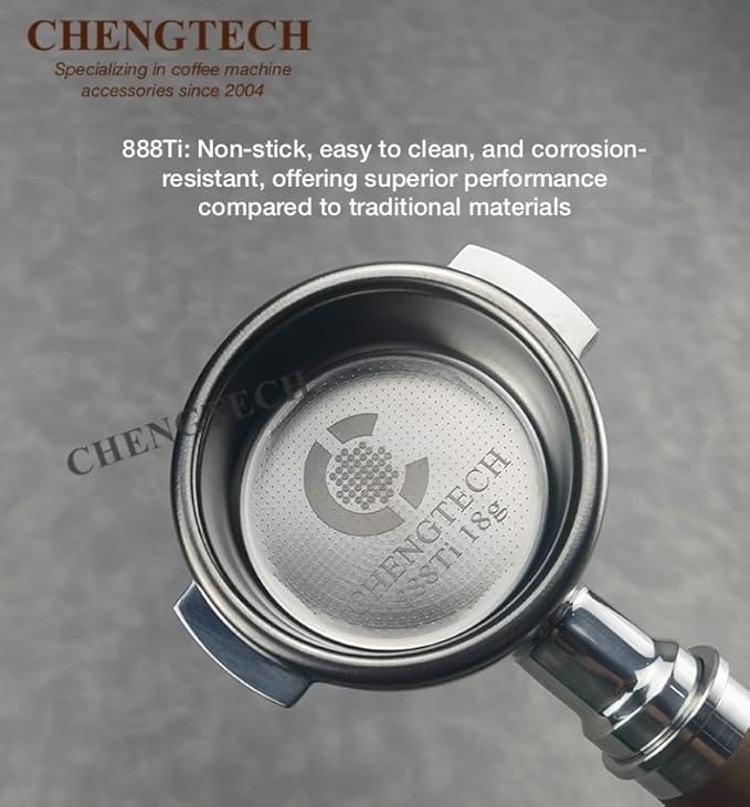 58mm 15g 888Ti Titanium Espresso Filter Basket – Precision 888 Holes, Straight-Walled Flat Bottom, Ridgeless Design for Consistent Extraction
