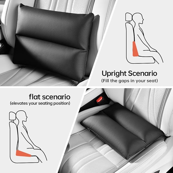 Car Lumbar Support Reversible Design Fixes Waist Gap Improves Driving Comfort Double-Sided Perforated enhances air Circulation Durable maintains Shape Long Lasting use 1P(Black)