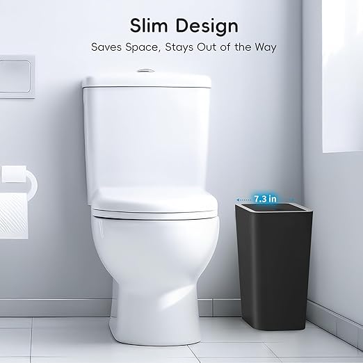 Lysam Small Trash Can, 3 Pack 4 Gallons Bathroom Garbage Can with Lid Press-Top, Small Waste Basket with Trash Bags, Slim Plastic Garbage Bin for Dorm, Office, Bedroom, Kitchen, Living Room (Multi)