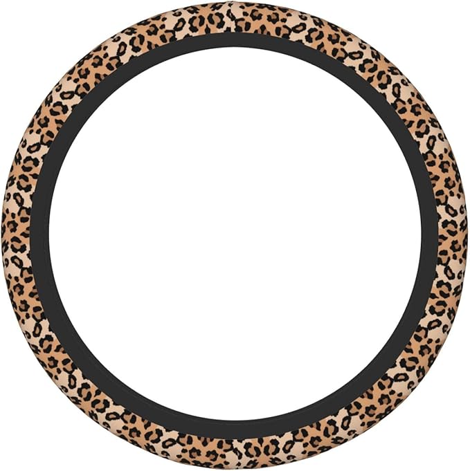 Leopard Prints Car Steering Wheel Cover, 15 Inch Steering Wheel Cover Stylish Decor for Most Cars