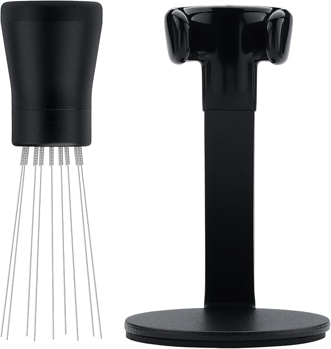 Normcore WDT Distribution Tool V2.1 with Stand - 0.23mm 8 Prong Espresso Distribution Tool - Magnetic Coffee Stirrer with 16 Extra Needles